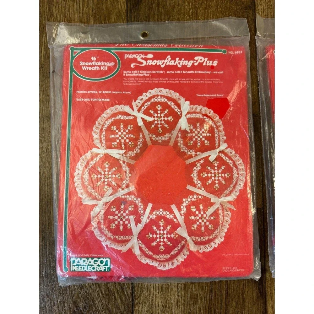 Vintage Paragon Needlecraft Snowflaking‎ Plus 16 Inch Wreath Kit #6931 New Lot 2